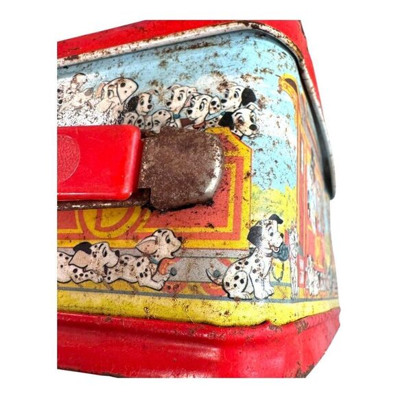 Vintage Disney Express Metal Lunchbox Train Theme Mickey Mouse Distress Red READ - Picture 16 of 16